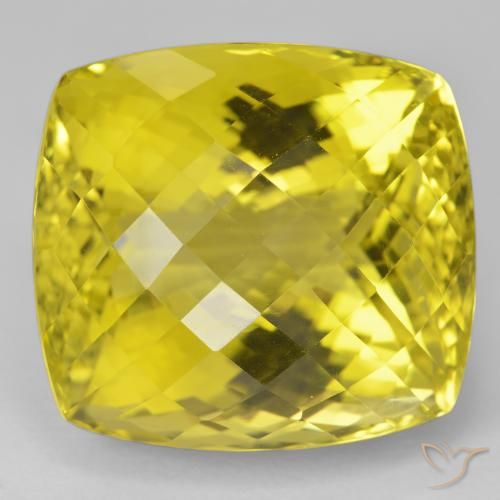61.09 ct Yellow Quartz, 23.2 x 21.3 mm Cushion Checkerboard From Brazil, Photo A