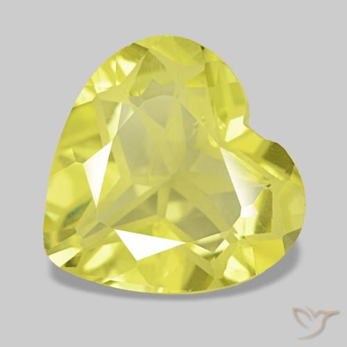 3.78 ct Yellow Quartz Gemstone, Quartz Gem in Heart Facet Shape for Sale.