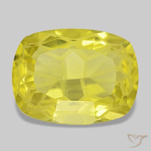 11.85 ct Yellow Quartz Gemstone, Quartz Gem in Cushion-Cut Shape for Sale.