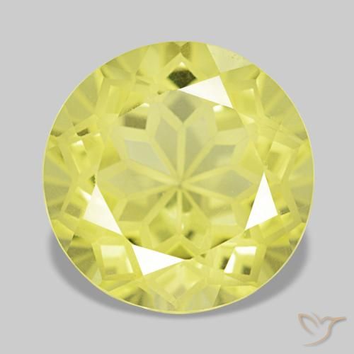 3.92 ct Yellow Quartz Gemstone, Quartz Gem in Round Portuguese-Cut Shape for Sale.