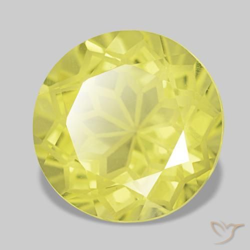 3.92 ct Yellow Quartz Stone, Natural Quartz in Round Portuguese-Cut Shape for Sale