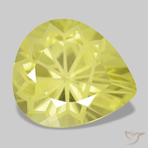 5.44 ct Yellow Quartz Stone, Natural Quartz in Pear Facet Shape for Sale
