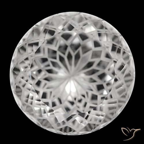 38.74 ct White Quartz Gemstone, Quartz Gem in Round Portuguese-Cut Shape for Sale.