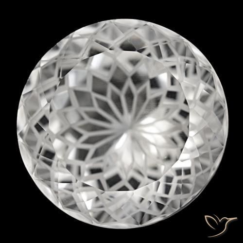 38.74 ct White Quartz Stone, Natural Quartz in Round Portuguese-Cut Shape for Sale