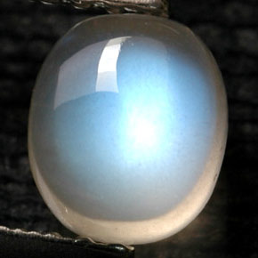 1.09 ct White Rainbow Moonstone Stone, Natural Rainbow Moonstone in Oval Cabochon Shape for Sale