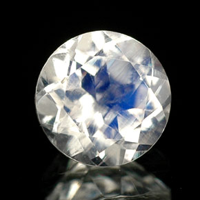 0.79 ct Blue Rainbow Moonstone Gemstone, Rainbow Moonstone Gem in Round Facet Shape for Sale.