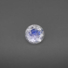 0.71 ct White Rainbow Moonstone Gemstone, Rainbow Moonstone Gem in Round Facet Shape for Sale.
