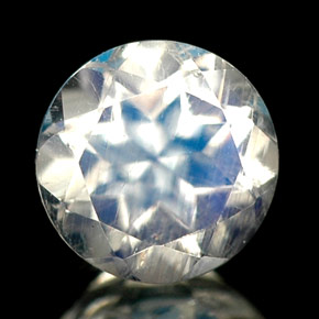 0.80 ct White Rainbow Moonstone Gemstone, Rainbow Moonstone Gem in Round Facet Shape for Sale.