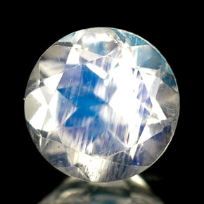 0.80 ct White Rainbow Moonstone Stone, Natural Rainbow Moonstone in Round Facet Shape for Sale