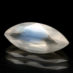1.58 ct White Rainbow Moonstone Gemstone, Rainbow Moonstone Gem in Marquise Facet Shape for Sale.