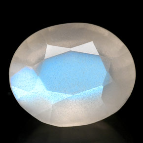 2.33 ct White Rainbow Moonstone Gemstone, Rainbow Moonstone Gem in Oval Facet Shape for Sale.