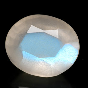2.33 ct White Rainbow Moonstone Stone, Natural Rainbow Moonstone in Oval Facet Shape for Sale
