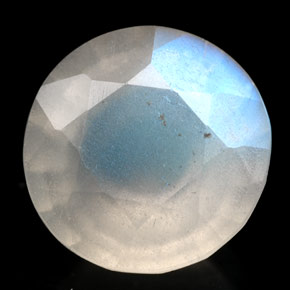 2.34 ct White Rainbow Moonstone Gemstone, Rainbow Moonstone Gem in Round Facet Shape for Sale.