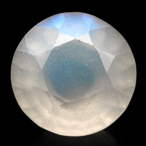 2.34 ct White Rainbow Moonstone Stone, Natural Rainbow Moonstone in Round Facet Shape for Sale