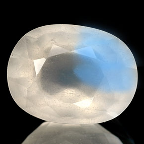 1.69 ct Blue Rainbow Moonstone Gemstone, Rainbow Moonstone Gem in Oval Facet Shape for Sale.
