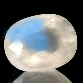 1.69 ct Blue Rainbow Moonstone Stone, Natural Rainbow Moonstone in Oval Facet Shape for Sale