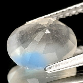 Rainbow Moonstone Gemstone in 8.8 x 6.6 mm Size for Sale, Rainbow Moonstone Stone in White Blue Color