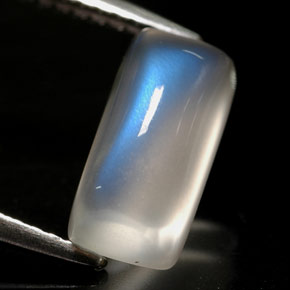 2.51 ct White Rainbow Moonstone Stone, Natural Rainbow Moonstone in Baguette Cabochon Shape for Sale
