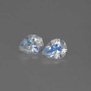 0.55 ct White Rainbow Moonstone Gemstone, Rainbow Moonstone Gem in Pear Facet Shape for Sale.