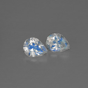 0.55 ct White Rainbow Moonstone Stone, Natural Rainbow Moonstone in Pear Facet Shape for Sale