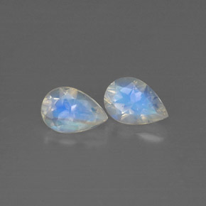 0.84 ct White Rainbow Moonstone Stone, Natural Rainbow Moonstone in Pear Facet Shape for Sale