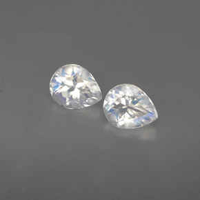 0.61 ct White Rainbow Moonstone Gemstone, Rainbow Moonstone Gem in Pear Facet Shape for Sale.