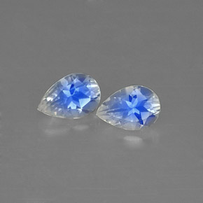 0.83 ct White Rainbow Moonstone Gemstone, Rainbow Moonstone Gem in Pear Facet Shape for Sale.