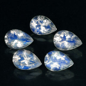 1.83 ct Blue Rainbow Moonstone Gemstone, Rainbow Moonstone Gem in Pear Facet Shape for Sale.
