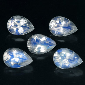 1.83 ct Blue Rainbow Moonstone Stone, Natural Rainbow Moonstone in Pear Facet Shape for Sale