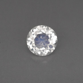 0.77 ct White Rainbow Moonstone Gemstone, Rainbow Moonstone Gem in Round Facet Shape for Sale.