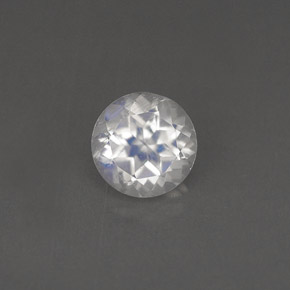 0.75 ct White Rainbow Moonstone Gemstone, Rainbow Moonstone Gem in Round Facet Shape for Sale.