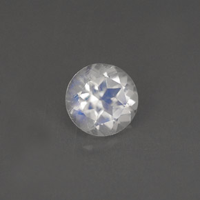 0.75 ct White Rainbow Moonstone Stone, Natural Rainbow Moonstone in Round Facet Shape for Sale