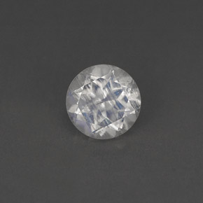 0.79 ct White Rainbow Moonstone Gemstone, Rainbow Moonstone Gem in Round Facet Shape for Sale.