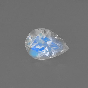 0.65 ct White Rainbow Moonstone Gemstone, Rainbow Moonstone Gem in Pear Facet Shape for Sale.