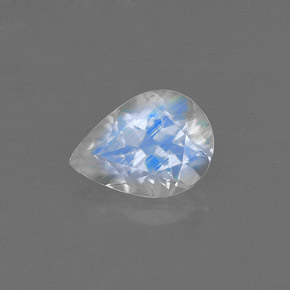 0.65 ct White Rainbow Moonstone Stone, Natural Rainbow Moonstone in Pear Facet Shape for Sale