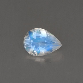 0.52 ct White Rainbow Moonstone Gemstone, Rainbow Moonstone Gem in Pear Facet Shape for Sale.