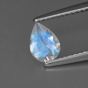 0.52 ct White Rainbow Moonstone Stone, Natural Rainbow Moonstone in Pear Facet Shape for Sale