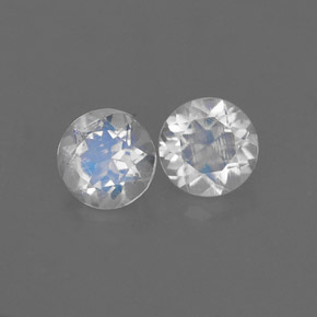 1.00 ct White Rainbow Moonstone Stone, Natural Rainbow Moonstone in Round Facet Shape for Sale