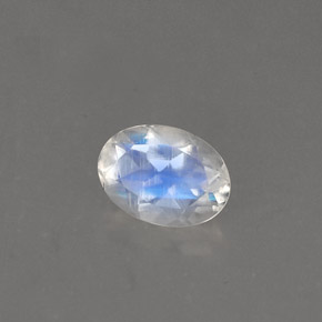 0.75 ct White Rainbow Moonstone Stone, Natural Rainbow Moonstone in Oval Facet Shape for Sale