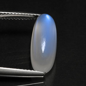5.16 ct White Rainbow Moonstone Stone, Natural Rainbow Moonstone in Oval Cabochon Shape for Sale