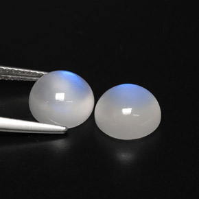 6.28 ct White Rainbow Moonstone Stone, Natural Rainbow Moonstone in Round Cabochon Shape for Sale