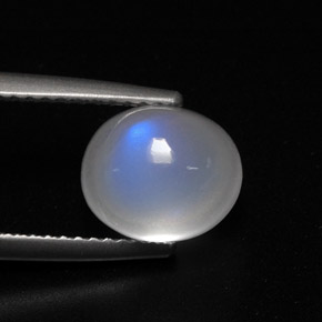 3.52 ct White Rainbow Moonstone Stone, Natural Rainbow Moonstone in Oval Cabochon Shape for Sale