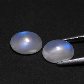 Rainbow Moonstone Gemstone in 8.5 x 6.4 mm Size for Sale, Rainbow Moonstone Stone in Blue White Color