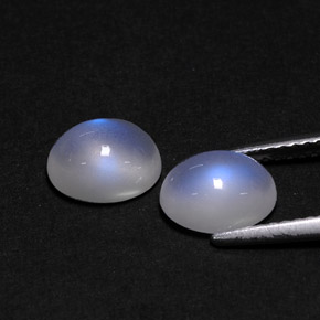 Rainbow Moonstone Gemstone in 8 x 6 mm (calibrated) Size for Sale, Rainbow Moonstone Stone in Blue White Color