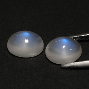 Rainbow Moonstone Gemstone in 8 x 6 mm (calibrated) Size for Sale, Rainbow Moonstone Stone in Blue White Color