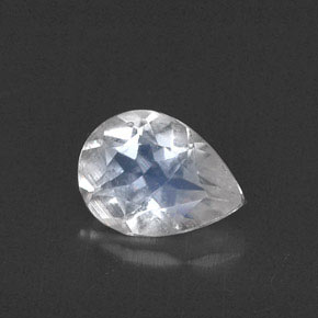 0.53 ct White Rainbow Moonstone Gemstone, Rainbow Moonstone Gem in Pear Facet Shape for Sale.