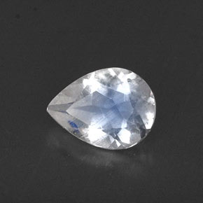 0.53 ct White Rainbow Moonstone Stone, Natural Rainbow Moonstone in Pear Facet Shape for Sale