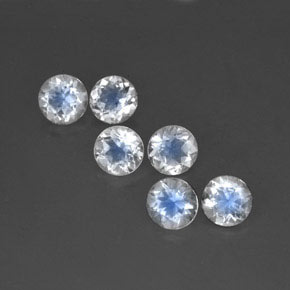 1.57 ct White Rainbow Moonstone Gemstone, Rainbow Moonstone Gem in Round Facet Shape for Sale.