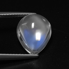 5.44 ct White Rainbow Moonstone Stone, Natural Rainbow Moonstone in Pear Cabochon Shape for Sale