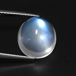 5.39 ct White Rainbow Moonstone Stone, Natural Rainbow Moonstone in Oval Cabochon Shape for Sale